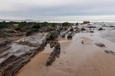 Bask bölgesindeki kayalık plaj.