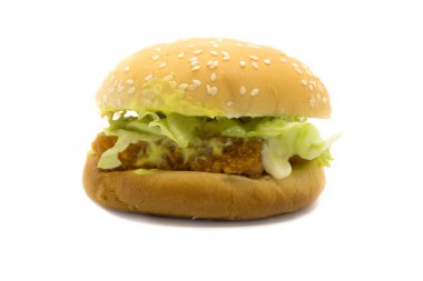 Beyaz arkaplanda hamburger