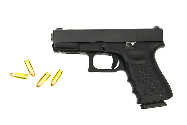 Handgun 9 mm isolado no fundo branco — Fotografia de Stock