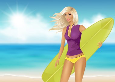 surfboard ile kız