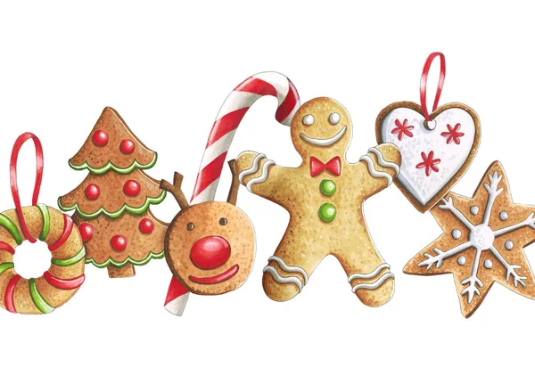 Sketch markers Christmas cookies on a white background. Sketch d — Stock Photo, Image