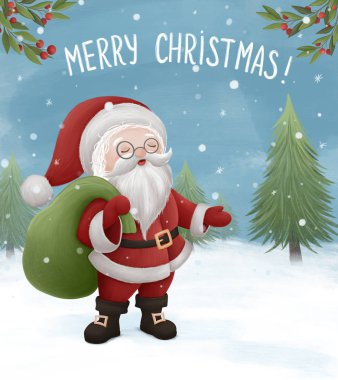 Noel Baba kış ormandaki