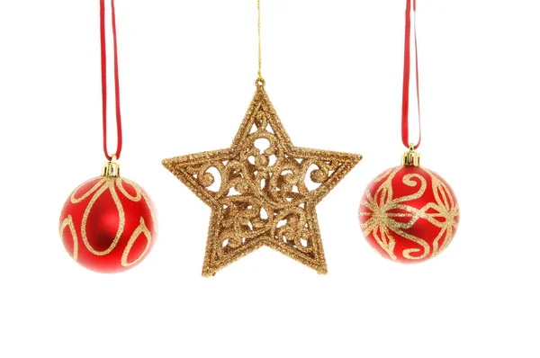 Glitter Christmas baubles — Stock Photo, Image