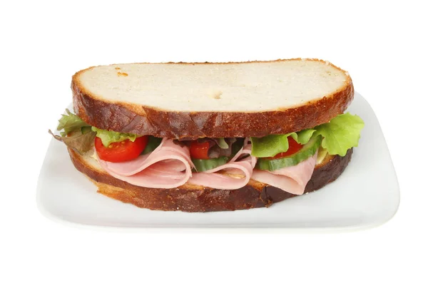 Μεγάλο ζαμπόν σάντουιτς σαλάτα ολόκληρο — Φωτογραφία Αρχείου