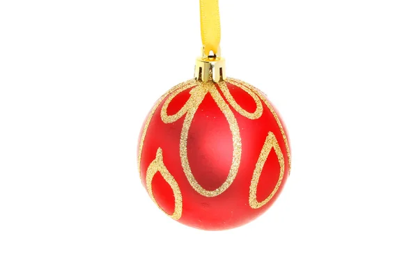 Rött och guld bauble — Stockfoto