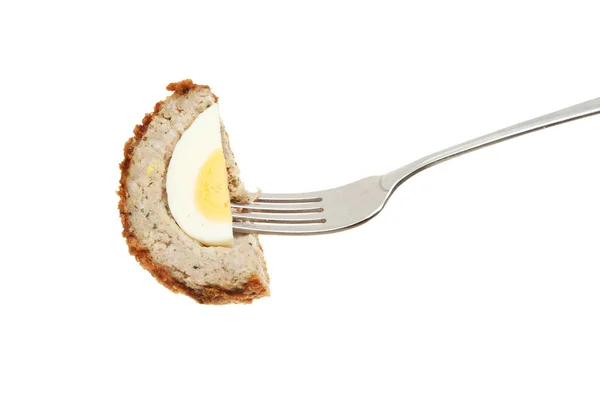 Scotch egg on fork — Stock Photo, Image