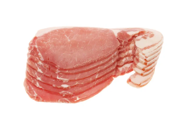Bacon rashers isolated — Stock Photo, Image