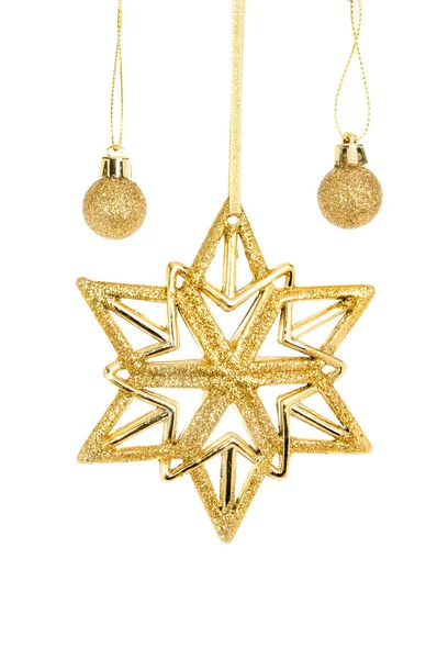 Estrelas e bugigangas decorações de Natal — Fotografia de Stock