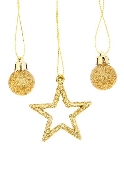 Estrelas e bugigangas decorações de Natal — Fotografia de Stock