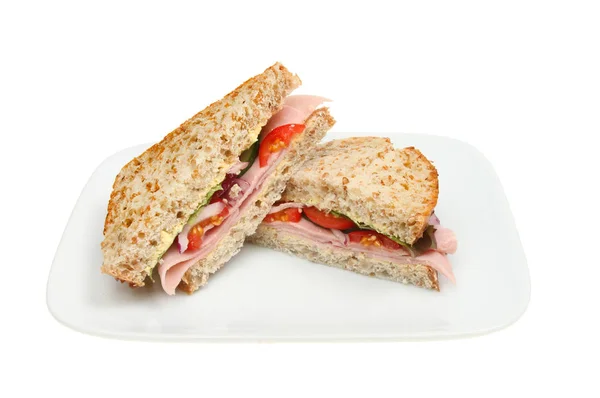 Ham salad sandwich on plate — Stock Photo, Image