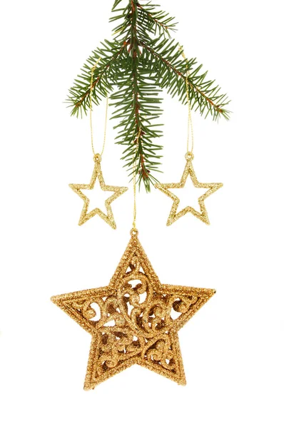 Glitter stars v vánočního stromu — Stock fotografie