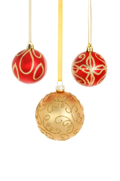 Três decorações de bugiganga de Natal — Fotografia de Stock