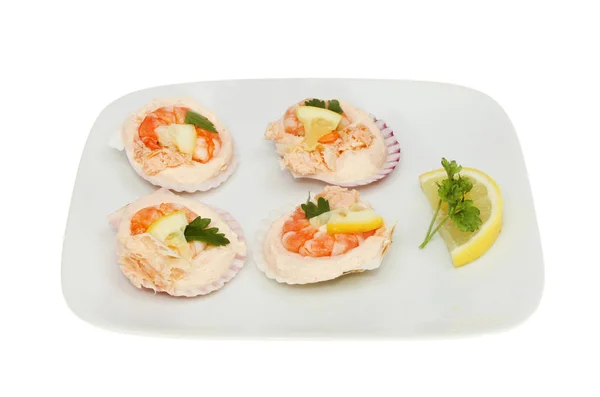 Mini seafood bites on a plate — Stock Photo, Image