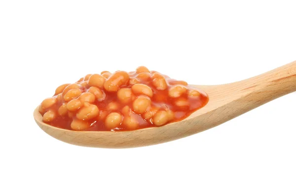 Pečené fazole na lžíci — Stock fotografie
