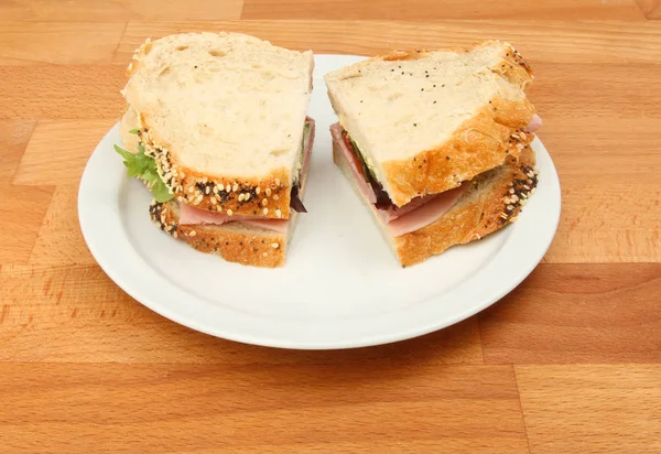 Rustic ham sandwich — Stock Photo, Image