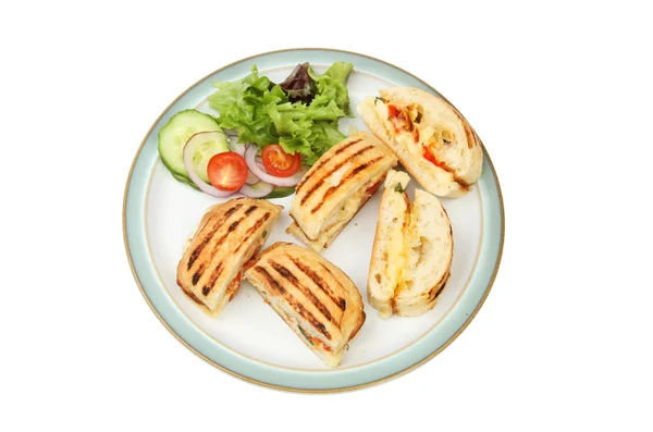 Panini portions and salad — Stock Photo, Image