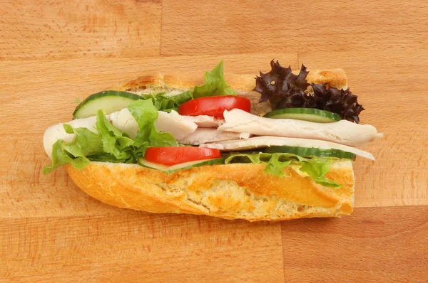 Turkije en salade baguette — Stockfoto