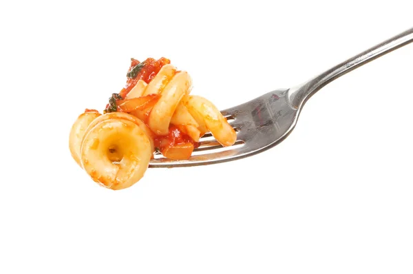 Trottole pasta op een vork — Stockfoto