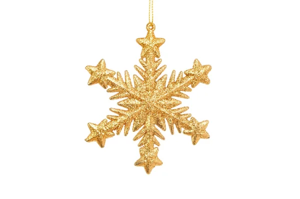 Guld snow crystal dekoration — Stockfoto