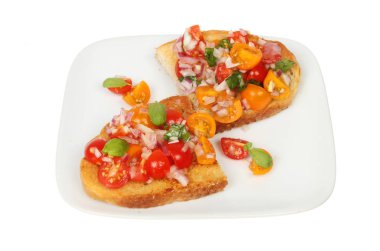 Domates ve kırmızı soğan bruschetta