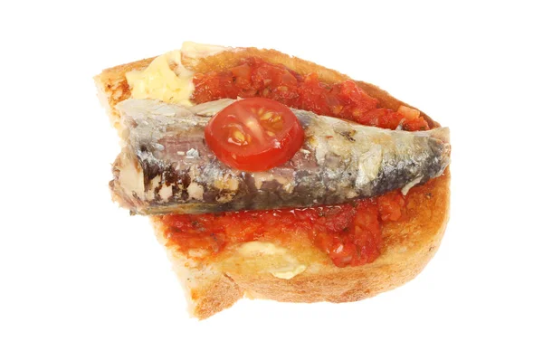 Сардина на тосте — стоковое фото