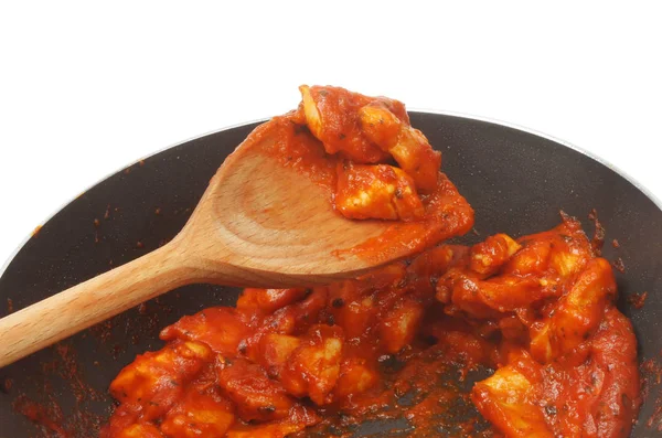 Chicken cooking in a wok — Stock Photo, Image