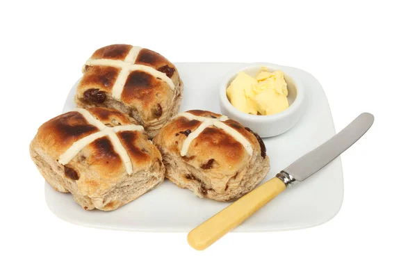 Geroosterde hot cross broodjes — Stockfoto