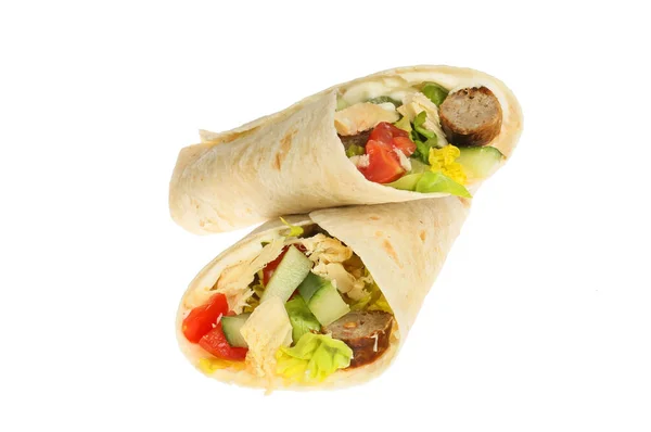 Sausage and chicken wraps — Stock Photo, Image
