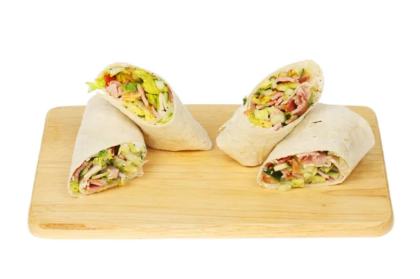 Sandwich wraps on a board — Stock Photo, Image
