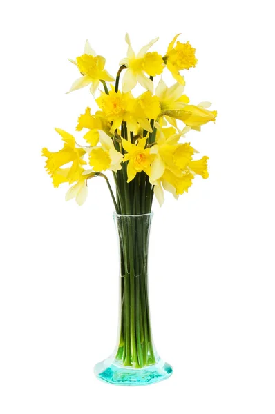 Bunch Daffodils Vase Isolated White — Stock Photo, Image