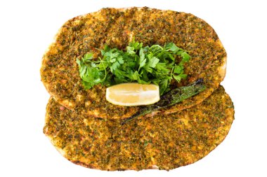Geleneksel Türk yemekleri Lahmacun. Bilinen Türk Pizzası.