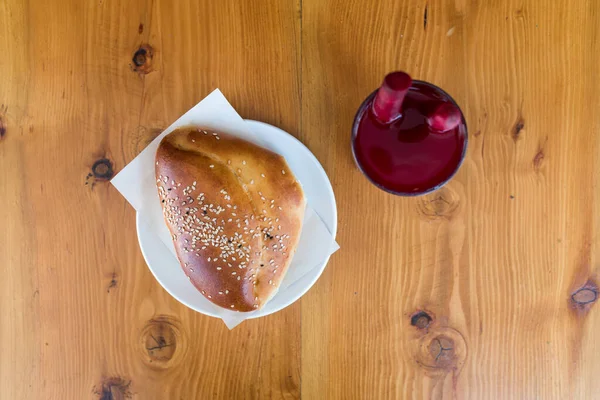 Hagyományos Török Ital Fehérrépalé Salgam Török Bagel Simit — Stock Fotó