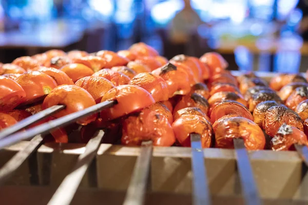 Gegrillte Tomaten Auf Dem Grill Tomaten Dönerspieß Vegetarischer Dönerspieß — Stockfoto