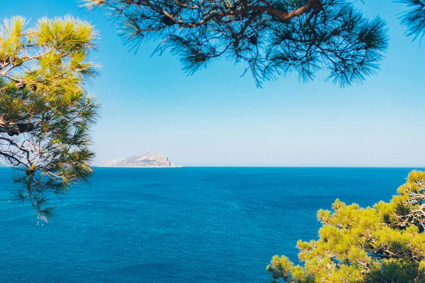Μεσογειακό Θαλασσινό Τοπίο Ηλιόλουστη Μέρα Στην Τουρκία Θερινή Μέρα Τοπίο — Φωτογραφία Αρχείου