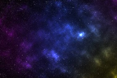 Nebula ve yıldızlı soyut uzay arkaplanı, gece gökyüzü ve Samanyolu. Yıldızlı Starfield Galaksisi.