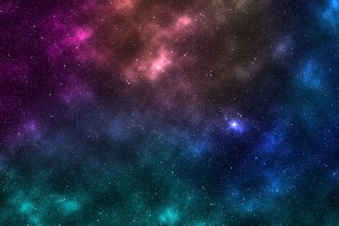 Nebula ve yıldızlı soyut uzay arkaplanı, gece gökyüzü ve Samanyolu. Yıldızlı Starfield Galaksisi.