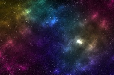 Nebula ve yıldızlı soyut uzay arkaplanı, gece gökyüzü ve Samanyolu. Yıldızlı Starfield Galaksisi.