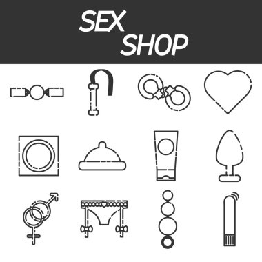 Seks shop Icons set