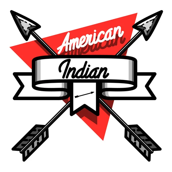 Renk vintage Amerikan Kızılderili amblemi — Stok Vektör
