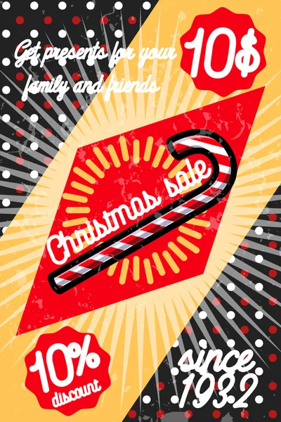 Color vintage Navidad venta cartel — Vector de stock