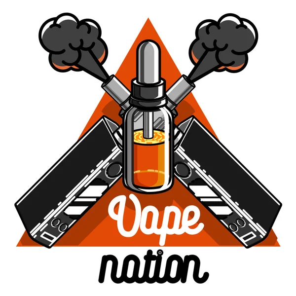 Cor Vape vintage, emblema de cigarro eletrônico — Vetor de Stock