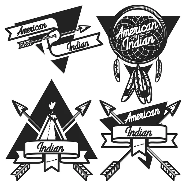 Emblemas indianos americanos vintage — Vetor de Stock
