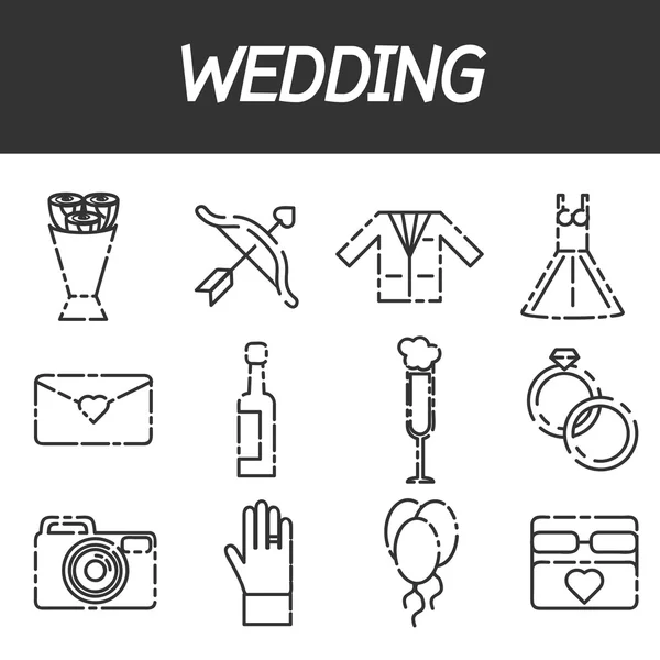 Esküvői ikon készlet — Stock Vector