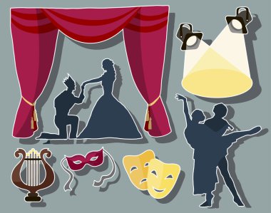 Tiyatro oyunculuk performansı simgeler kümesi