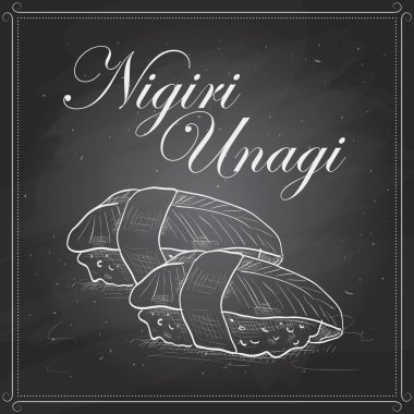 Nigiri Unagi suşi renk, vektör