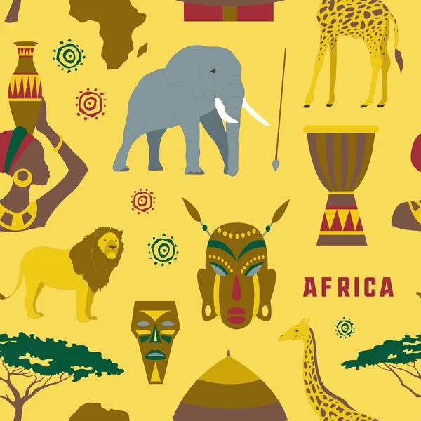 Afrika pictogrammen ingesteld patroon — Stockvector