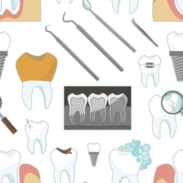 Patrón de iconos dentales — Vector de stock