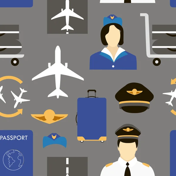 Pilote et hôtesse de l'air au travail — Image vectorielle
