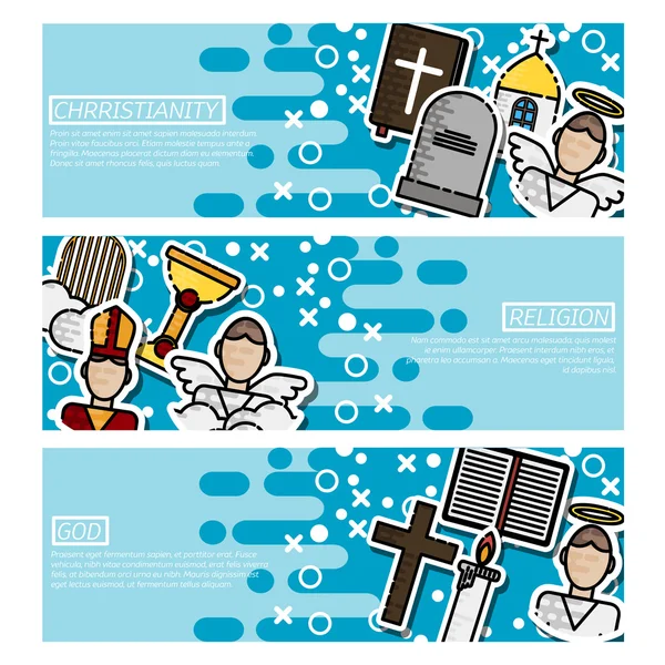 Conjunto de Banners Horizontais sobre Cristianismo — Vetor de Stock