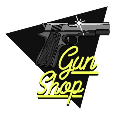 Color vintage guns shop emblem clipart